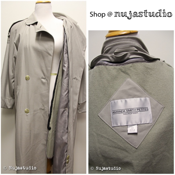 Vintage 90s Amanda Smith Microfiber Dress Trench Coat - Picture 3 of 4